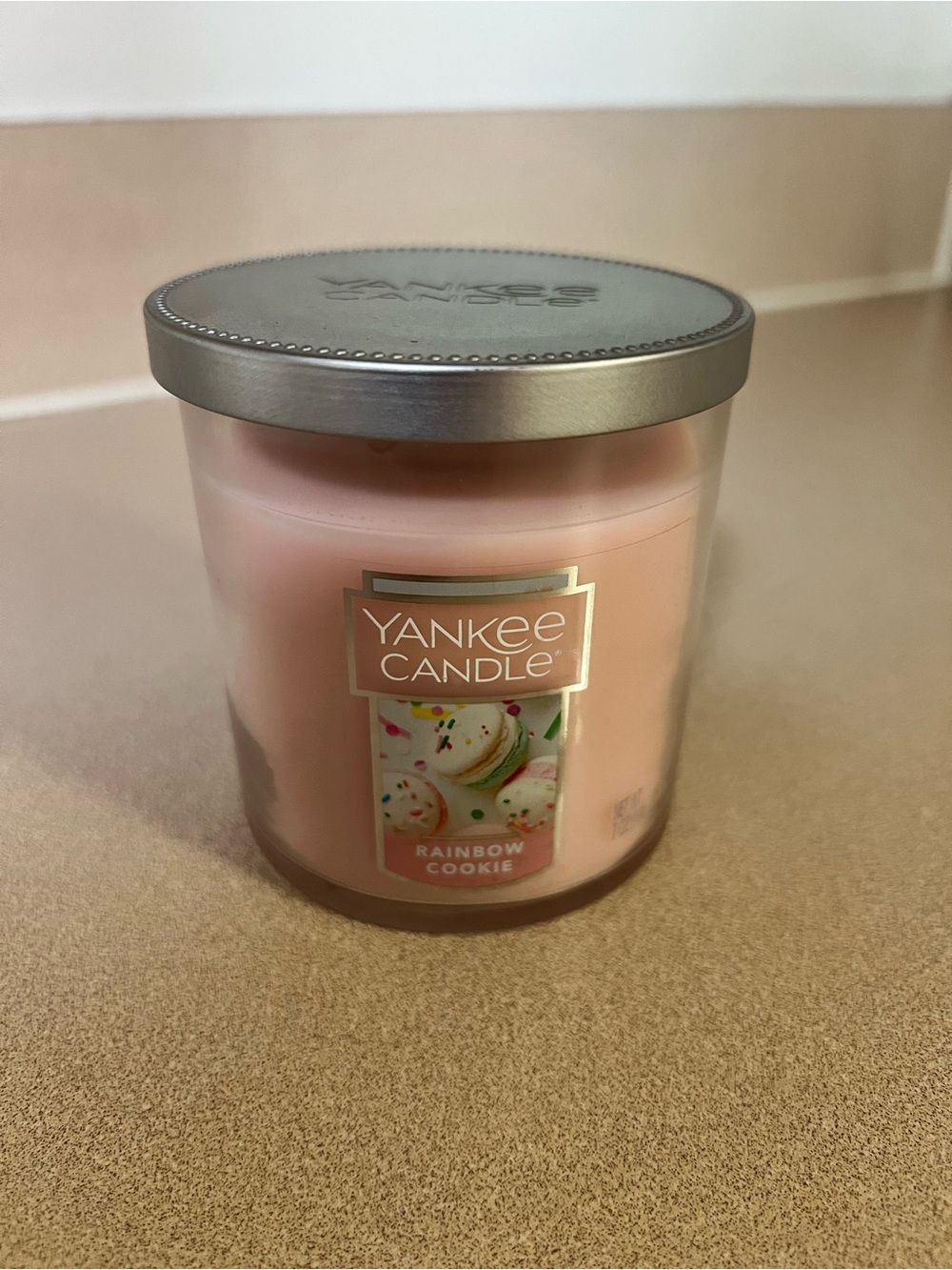 Yankee Candle Pink Rainbow Cookie Jar Candle with Silver Lid